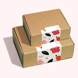 Kotak karton kemasan kertas Kraft polos kotak pengiriman untuk Baju