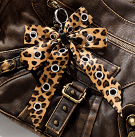Porte-clés Y2K Punk Rétro Style Punk avec Nœud en PU, Imprimé Léopard, Œillets Métalliques, Pendentif de Sac, Usage Quotidien, Llavero Nœud Léopard