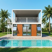 Villa de luxe moderne à deux étages en conteneurs d'acier, maison de vacances modulaire préfabriquée, assemblage rapide, 2 chambres, double étage