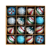 Nouvelles décorations de Noël personnalisées transfrontalières pour la maison, boules de Noël en plastique peintes de 8 cm, ornements suspendus pour fêtes, lot de 6 boîtes