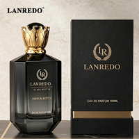 Flacon de parfum carré de luxe en verre transparent, flacons de parfum en verre noir 30 ml 100 ml 50 ml avec emballages noirs