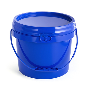 Nouvelle Seau en plastique PP bleu de 8 <span class=keywords><strong>litres</strong></span>, qualité <span class=keywords><strong>alimentaire</strong></span>, robuste, épaisseur <span class=keywords><strong>60</strong></span> MIL, impression personnalisée, poignée à doigts, directement de l'usine - Product Image 1