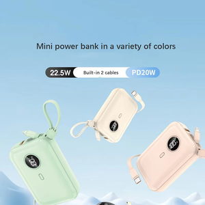 Mini banco de potência 10000 mAh simples portátil universal de carregamento rápido 10000mAh banco de potência PD20W cabos embutidos - Product Image 5