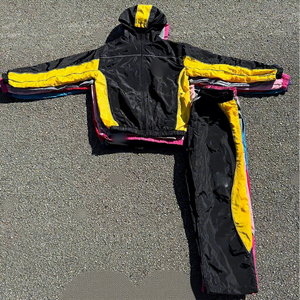 OEM Custom LOGO Embroidery Two Piece <b>Zip</b> <b>up</b> <b>Jacket</b> Long Set with Reflective Polyester Windbreaker Tracksuits for Men - Product Image 5