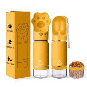 2 in 1 Stainless Steel Outdoor 12oz Pet Water Bottle with Eco Friendly <strong>Food</strong> <strong>Container</strong> for Dogs and <strong>Cats</strong> Travel Water Bowl - Product Image 3