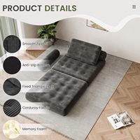 Canapé-lit pliant transfrontalier avec particules de mousse, style tatami, design moderne et minimaliste, revêtement en velours côtelé, pour une personne