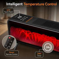 Chauffage électrique 3D à effet flamme 81 cm, radiateur convecteur de plinthe, chauffage d'appoint économe en énergie pour salon et bureau, souffleur d'air chaud