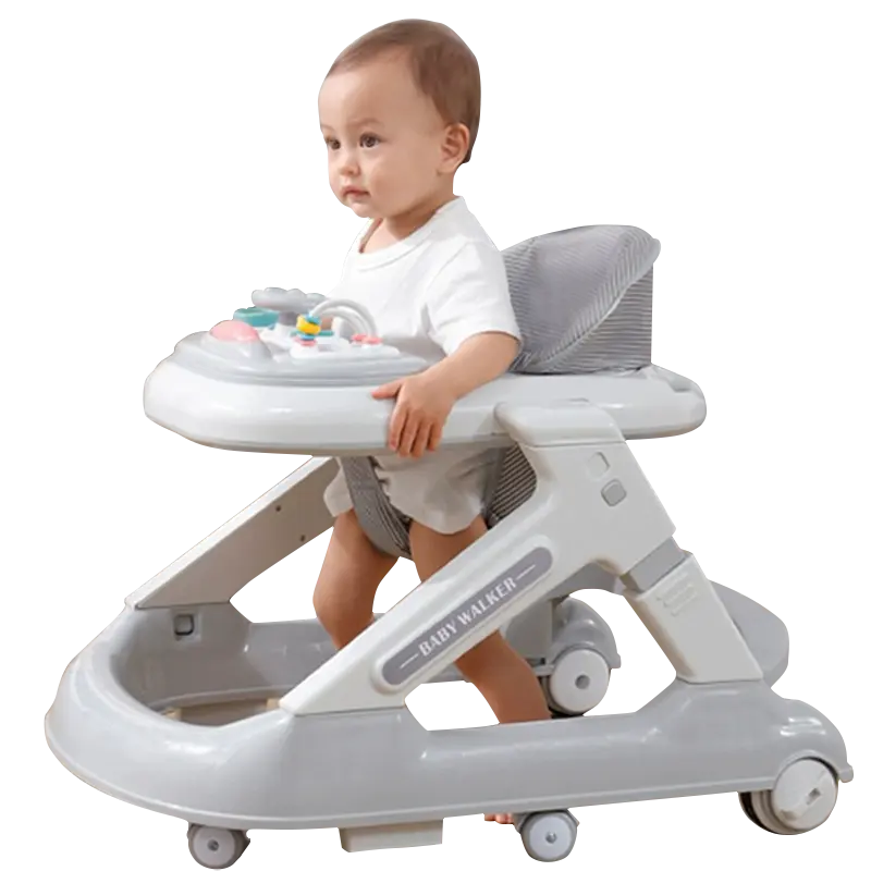 Walker Baby 4-en-1 Silla para caminar musical Marco de plástico Andadores para bebés con 6 ruedas y música