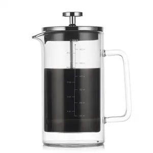 Machine à café double paroi, 300ml, 600ml, en verre, grande vente en gros, presse française