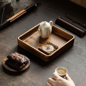 Walnut Wood Square <b>Tea</b> <b>Tray</b> Solid Wood Varnished Multifunction Storage <b>Tray</b> For <b>Tea</b> Set And Snacks - Product Image 5
