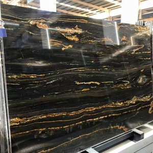 プレミアムブラジル産ブラックフュージョン花崗岩ゴールドスラブ、研磨済み天然ジュパラナマグマゴールド花崗岩、壁、キッチンカウンター、バスルーム用 - Product Image 5
