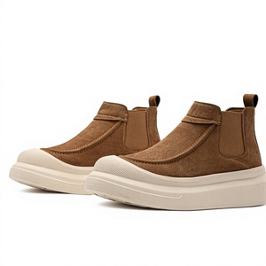 รองเท้าบูทสั้นผู้ชาย แฟชั่นลำลอง รองเท้าเดินป่ากลางแจ้ง พื้นยางสีดำ ใส่ได้ทุกฤดู อุ่นสบาย - Product Image 1