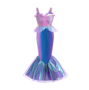 ชุดนางเงือก2025สำหรับเด็กผู้หญิงชุดนางเงือก1ชุดเดรสแขนพองเปลี่ยนสีได้สำหรับงานปาร์ตี้ - Product Image 1