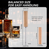 Outil de pique-glace en acier inoxydable avec couvercle et manche en bois pour Cocktails Restaurant Bars Camping Barman Home Bar Accessoires