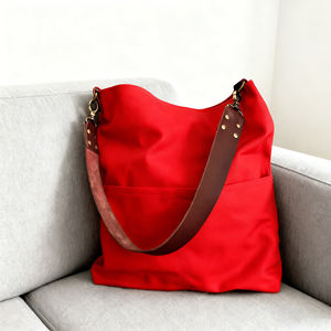 Zhyd กระเป๋าผ้าใบเคลือบแวกซ์ที่ทนทานมีซิปสะพายข้างพร้อมสายหนัง - Product Image 4