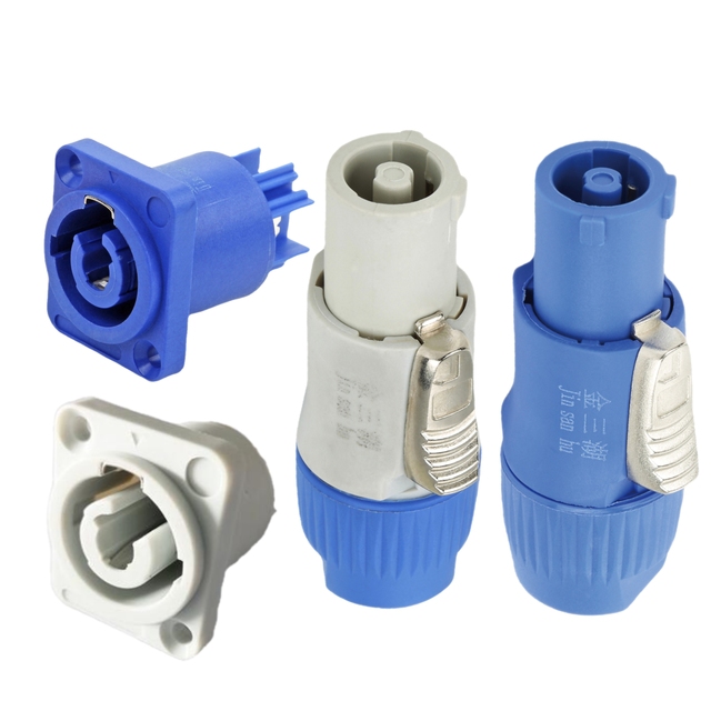 ABCCABLS Three-Core Aviation Industry LED Beam Lamp Power Cord Connector XLR IP65 20A Input Plug Socket Copper Contact Nylon