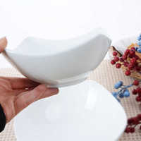 Nouveau style moderne, assiette creuse en céramique de porcelaine fine de 6 et 9 pouces, bol à soupe carré blanc pur et simple pour la maison
