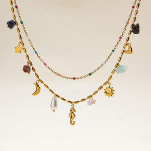 Collares de moda transfronterizos superventas, collares con colgante de doble capa, estilo vacacional, dijes DIY de acero inoxidable - Product Image 3