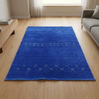 Tapis d'intérieur bleu en laine Gabbeh tissé à la main, moderne, abstrait, à poils moyens, antidérapant et imperméable pour salon