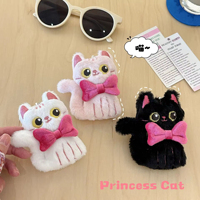 Nouveau porte-clés chat aux grandes oreilles, mignon, blanc, rose, noir, pendentif en peluche douce, pendentif de sac chat avec nœud, cadeau