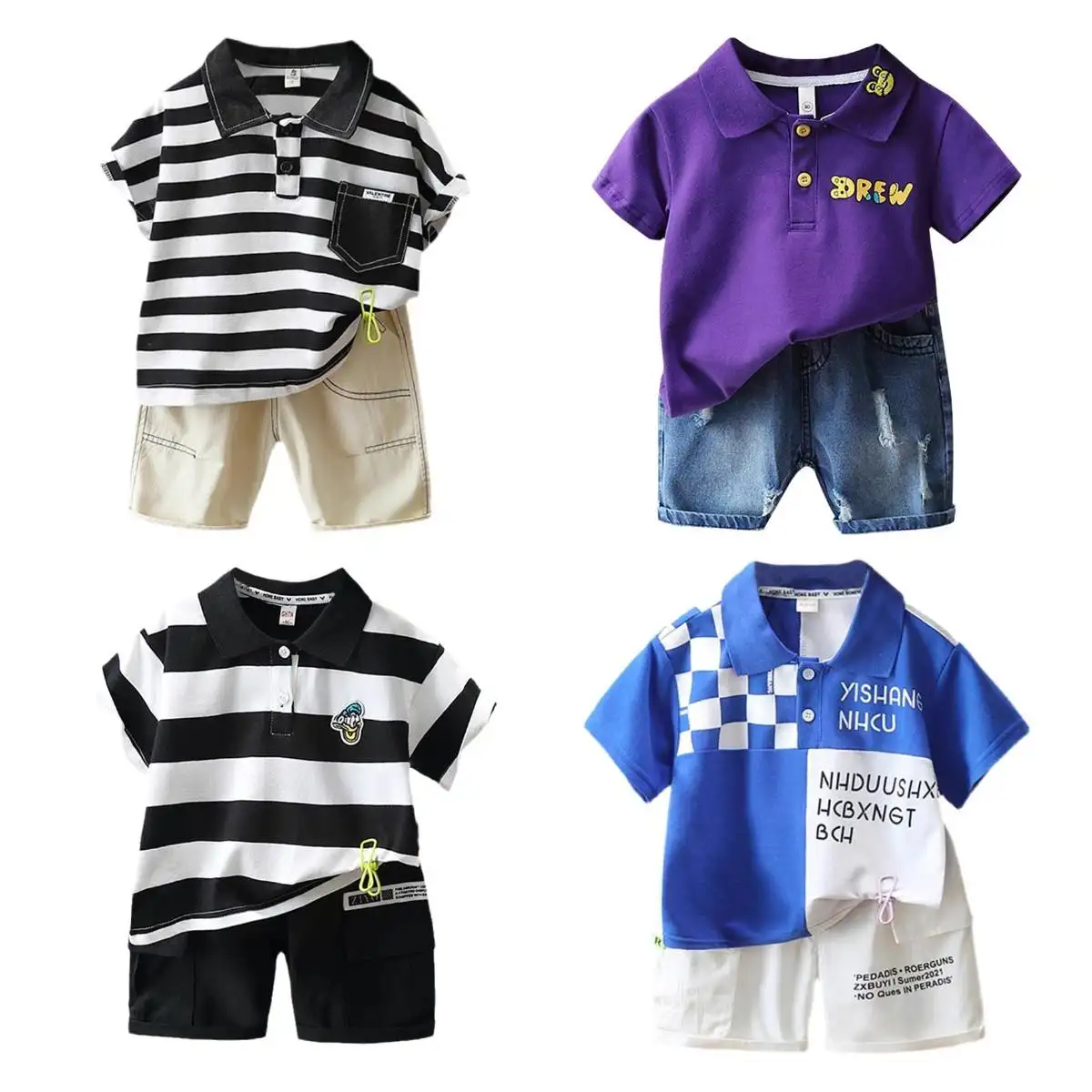 3 4 5 6 8 10 Jaar Oude Leeftijd Jean Shorts Polo Outfit Formele Kinderen Kleding 2 Stuks Set Peuter Jongens Pakken Voor Kinderen Zomerkleding