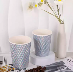 Vasos de Papel Desechables Biodegradables Blancos para Café Caliente, con Logotipo Personalizado, 12oz/16oz, Revestimiento PLA, Pared Simple, Gruesos - Product Image 1