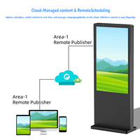 Layar Iklan Digital Signage Luar Ruangan 55 65 Inch 2000nits IP65 Tahan Air Android Komersial untuk Toko
