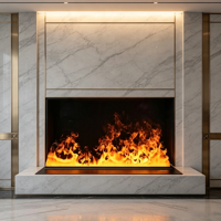 Cheminée électrique à vapeur d'eau encastrée de 32 pouces, style français, en métal, avec télécommande, flamme LED 3D ultrasonique, brume de vapeur pour la maison