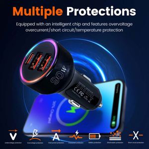Chargeur de voiture magnétique haute vitesse 3 ports PD & QC3.0, adaptateur de chargeur de voiture rapide, station de charge magnétique pour ordinateur portable et téléphone portable - Product Image 4