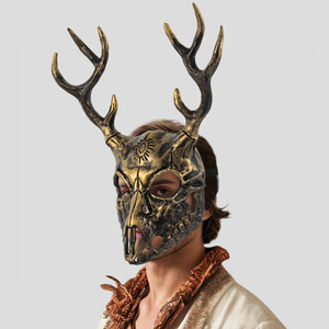 Nouveau Masque HLC en Os de Mouton et Bois de Cerf, Or Antique, pour Halloween, Jeux de Rôle, Costumes, Événements, Fêtes Steampunk - Product Image 5
