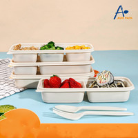 Plateau à micro-ondes compostable écologique Boîte à lunch-repas Chauffage Bento To Go Contenants alimentaires jetables
