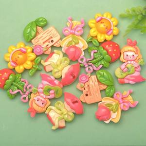 Kawaii <span class=keywords><strong>Happy</strong></span> Girl FlowerFlatback cabujones de resina Fit Hair Bow Center DIY joyería para accesorios de decoración de teléfono - Product Image 6