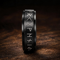 Bague Fidget Spinner JLM Premium en Acier Titane Gravée Runes Viking pour Hommes et Femmes, Bijou Anti-Stress et Anxiété, Style Nordique