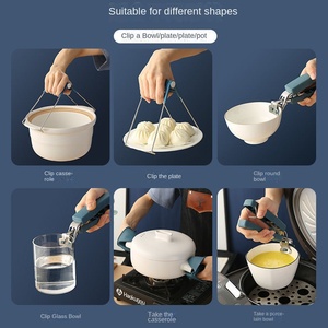 Lot de 3 pinces à bol en acier inoxydable pour cuisine, pinces de préhension pour bols, assiettes et casseroles, ensemble de pinces à bol en silicone pour la cuisson - Product Image 2