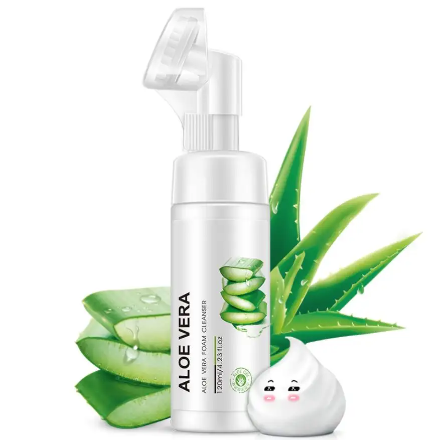 Herbicos – nettoyant pour le visage à base de plantes pures, doux et Non irritant, avec brosse de lavage du visage, nettoyant pour le visage en mousse d'aloès