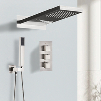Ensemble de douche pluie de luxe Offre Spéciale massage d'hôtel dissimulé en laiton noir Jet CLASSIC blanc robinets de salle de bain pour salles de bain de luxe