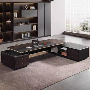 Conjunto de Escritorio y Silla Ejecutivos, Muebles de Oficina Modernos, Tablero Artificial, Forma Irregular, Combinación Libre para Uso en Oficina - Product Image 3