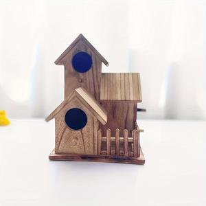 Casa de pájaros de madera 15x15x20cm, artesanía decorativa para exteriores para aves - Product Image 2