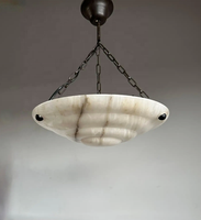 Lustres ronds de plafond de luxe de salon de villa d'albâtre de pierre de marbre naturel et lampes suspendues pour les lampes suspendues modernes
