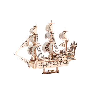 Bateau pirate Queen Anne en bois, puzzle 3D à monter soi-même, jouet cadeau pour les enfants de 0 à 24 mois, unisexe - Product Image 5