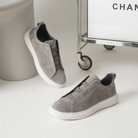 Chaussures décontractées en daim pour hommes Hambo avec logo personnalisé, à enfiler, lacets élastiques sans nœuds, semelle plateforme épaisse, style rétro, pour la marche quotidienne