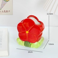 Magnifique boîte de rangement pour stylos en céramique à motif floral de tulipe, organisateur de papeterie de bureau