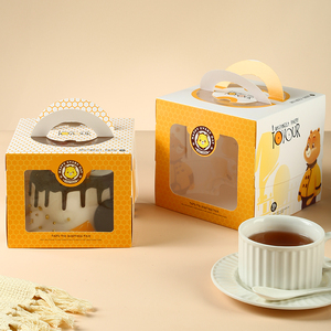 Ching <span class=keywords><strong>TA</strong></span> daur ulang makanan aman jendela transparan kotak kue dengan pegangan kustom cetak ukuran Bento gaya paket kue - Product Image 3