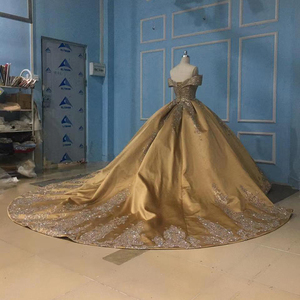 Robes de soirée formelles à sequins dorés de luxe, épaules dénudées, de Dubaï Jancember 9791-1 - Product Image 3