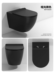 Wall-hung CE European Rimless Wall Row <b>Drain</b> Mounted Hanging Color Ceramic Wc Bathroom Matte Black Wall Hung Toilet - Product Image 5