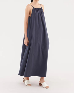 Robe longue d'été décontractée pour femme, 100 % lin, tissée naturelle, sans manches, couleur unie, en promotion - Product Image 5
