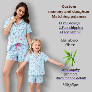 Set Pigiama Coordinato Mamma e Figlia <span class=keywords><strong>in</strong></span> Bambù Personalizzato, Leggero e a Maniche Corte per la <span class=keywords><strong>Vita</strong></span> Quotidiana - Product Image 4