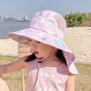 Chapeau de soleil <span class=keywords><strong>anti</strong></span>-<span class=keywords><strong>UV</strong></span> pour enfants, <span class=keywords><strong>casquette</strong></span> bob avec sifflet pour filles et garçons, protection cou et oreilles, idéal plage et activités extérieures - Product Image 4