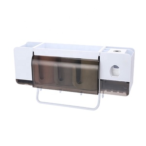 Automatic Toothpaste Dispenser Bathroom Accessories Set Storage Rack Squeezer Wall Mount Dust-proof Toothbrush Holder