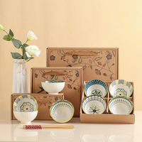 Ensemble de bols en céramique de style bohème, écologiques et luxueux, en porcelaine, résistants au four, au micro-ondes et au lave-vaisselle, coffret cadeau pour la maison